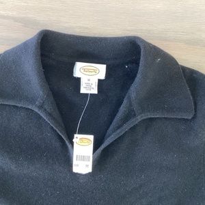 Talbots Black Cashmere Collared Pullover